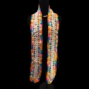 Homemade Crocheted Scarf Rainbow 64"
